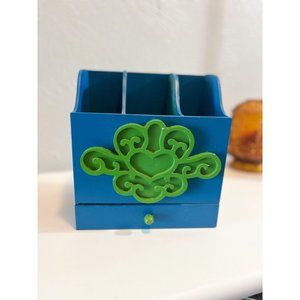 1960s Made in Japan Teen Room Desk Organizer Mod Green Blue
